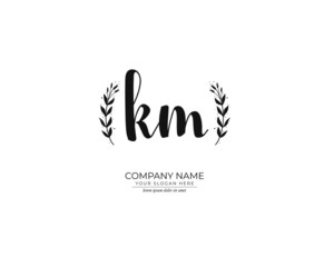 K M KM Initial handwriting logo design. Beautyful design handwritten logo for fashion, team, wedding, luxury logo.