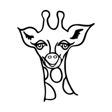 Cute giraffe face. Children's illustration. Handwork. Wild animals.