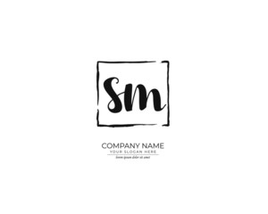 S M SM Initial handwriting logo design. Beautyful design handwritten logo for fashion, team, wedding, luxury logo.