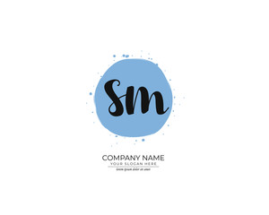 S M SM Initial handwriting logo design. Beautyful design handwritten logo for fashion, team, wedding, luxury logo.