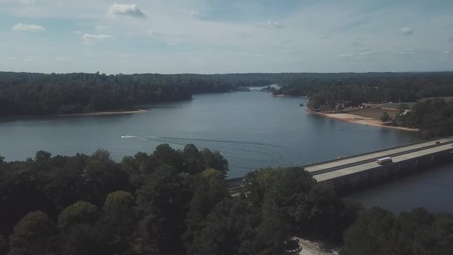 Aerial of Lake Hartwell Reservoir near Clemson South Carolina