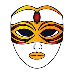 colorful Mardi gras mask icon, flat design