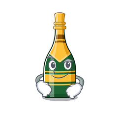 Smirking champagne bottle poured in cartoon glasses