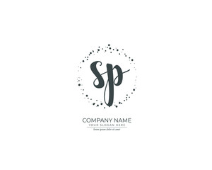 S P SP Initial handwriting logo design. Beautyful design handwritten logo for fashion, team, wedding, luxury logo.