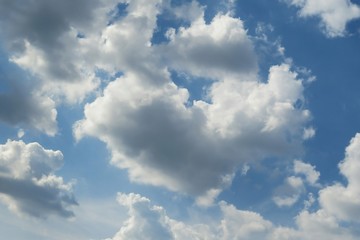 Heart shape cloud in blue sky, natural clouds background