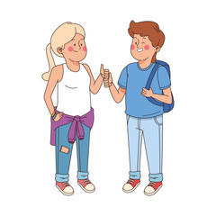 cartoon teenager man and woman standing
