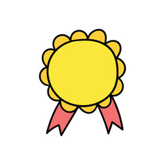 Cartoon Blank Medal With Ribbons Illustration