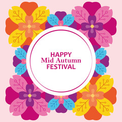 Happy mid autumn flowers festival design