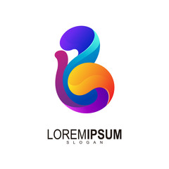 B logo and colorful design vector, 3d logo