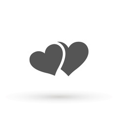 Two lovers hearts. Love symbol. Double heart Icon Vector. Valentine Icon Drawing.