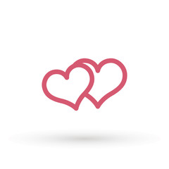 Two lovers hearts. Love symbol. Double heart Icon Vector. Valentine Icon Drawing.