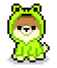 Fototapeta premium Dog pixel art on white background.