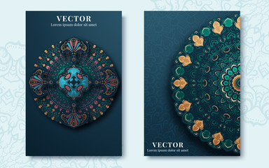 Vintage ornate cards in oriental style. Vector illustration