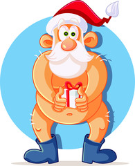 Funny Naked Santa Claus Holding Christmas Present