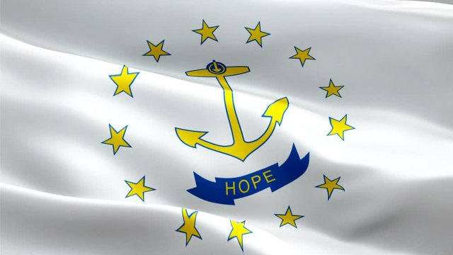 Rhode Island flag waving. National 3d United States flag waving. U.S. Rhode Island seamless loop animation. American US State flag HD resolution Background. Providence Rhode Island flag closeup 1080p 