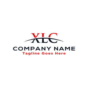 Initial letter XLC, overlapping movement swoosh horizon logo company design inspiration in red and dark blue color vector