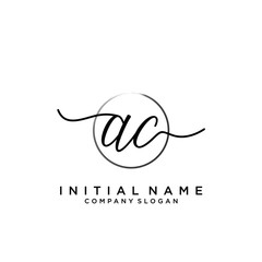 AC Initial handwriting logo with circle template vector.