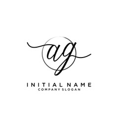 AG Initial handwriting logo with circle template vector.