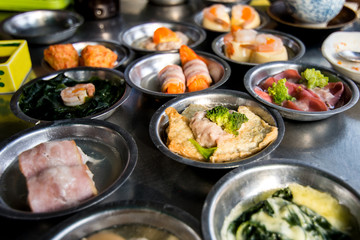 Dim sum set in breakfast restaurant.