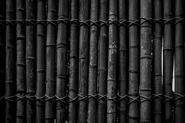 Black bamboo wall texture background.