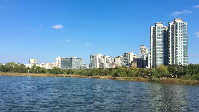 Cityscape of Bucheon seen from the Hosu Park in Bucheon, Gyeonggi-do, South Korea
