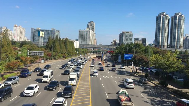 Traffic congestion in Bucheon, Gyeonggi-do, South Korea
