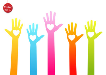 Fototapeta premium hands raising love with heart