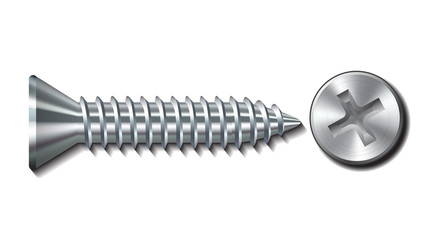 Bolt screw metal pin with head slot and side view - obrazy, fototapety, plakaty