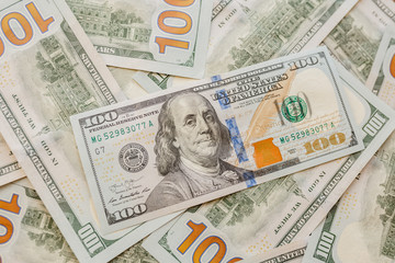 Currency US dollar banknotes close-up. Portrait of the President