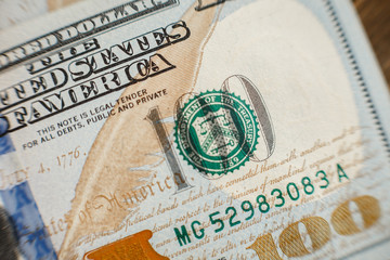 Obraz premium Abstract Detail of the Newly Design U.S. One Hundred Dollar Bill