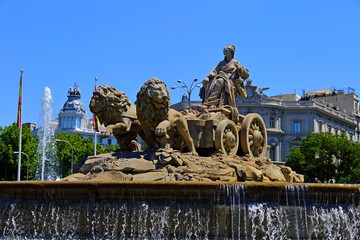 Plaza de Cibeles Fountain before the Palacio de Comunicaciones, Madrid, Spain