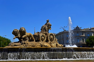 Plaza de Cibeles Fountain before the Palacio de Comunicaciones, Madrid, Spain