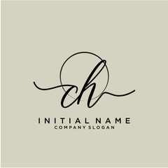 CH Initial handwriting logo with circle template vector.