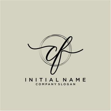 CF Initial handwriting logo with circle template vector.