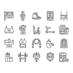 Fitness and gym icon set