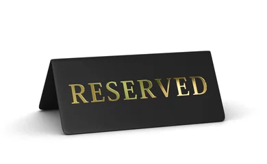 Foto auf Alu-Dibond Black reserved sign isolated on white. Clipping path included © ptasha