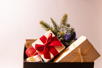 christmas presents on white background