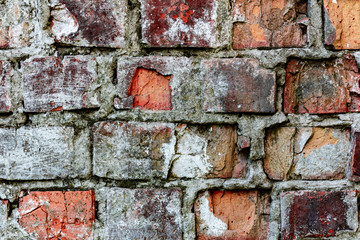 Texture of a brick wall with cracks and scratches which can be used as a background