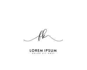 Initial letter FK beauty handwriting logo vector