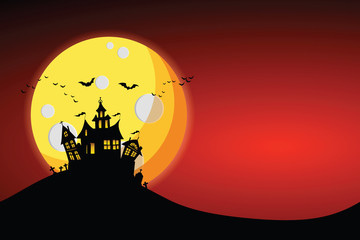 Haunted castles and graves on a full moon night. illustrator Vector Eps 10.