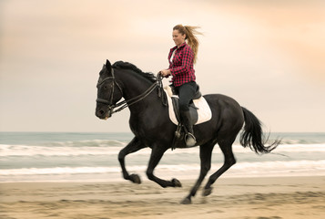riding girl and horse