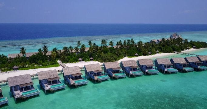 aerial view of maldives lagoon, backward high angle shot