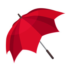 Opened Bright Red Umbrella With Interesting Design Vector Illustration