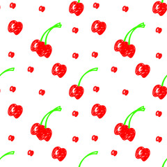 Cherry seamless vector pattern with concept of healthy eating. Food texture	