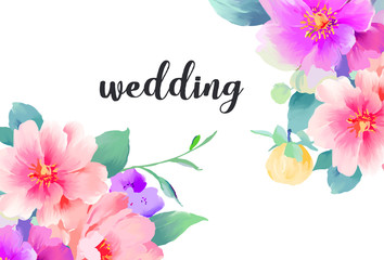 Elegant beautiful watercolor hand painted rose flower