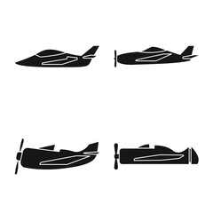 Vector illustration of transport and navigation icon. Collection of transport and aircraft vector icon for stock.