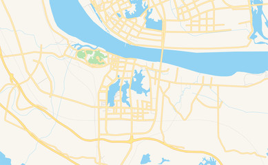 Printable street map of Ezhou, China
