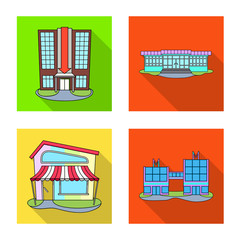 Vector illustration of supermarket and building symbol. Collection of supermarket and local vector icon for stock.