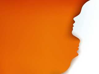 Bipolar disorder mind mental. Psychology and mental health. Double face. Mental disease. Metaphor. Split personality. Mood disorder. Dual personality. 2 heads silhouettes