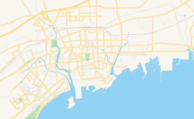 Fototapeta na wymiar Printable street map of Qinhuangdao, China